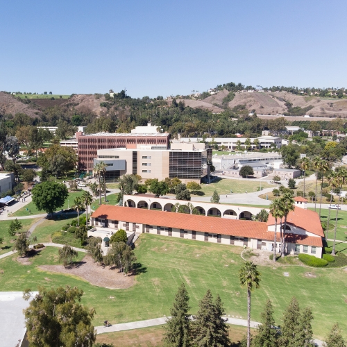 campus aerial view of stables