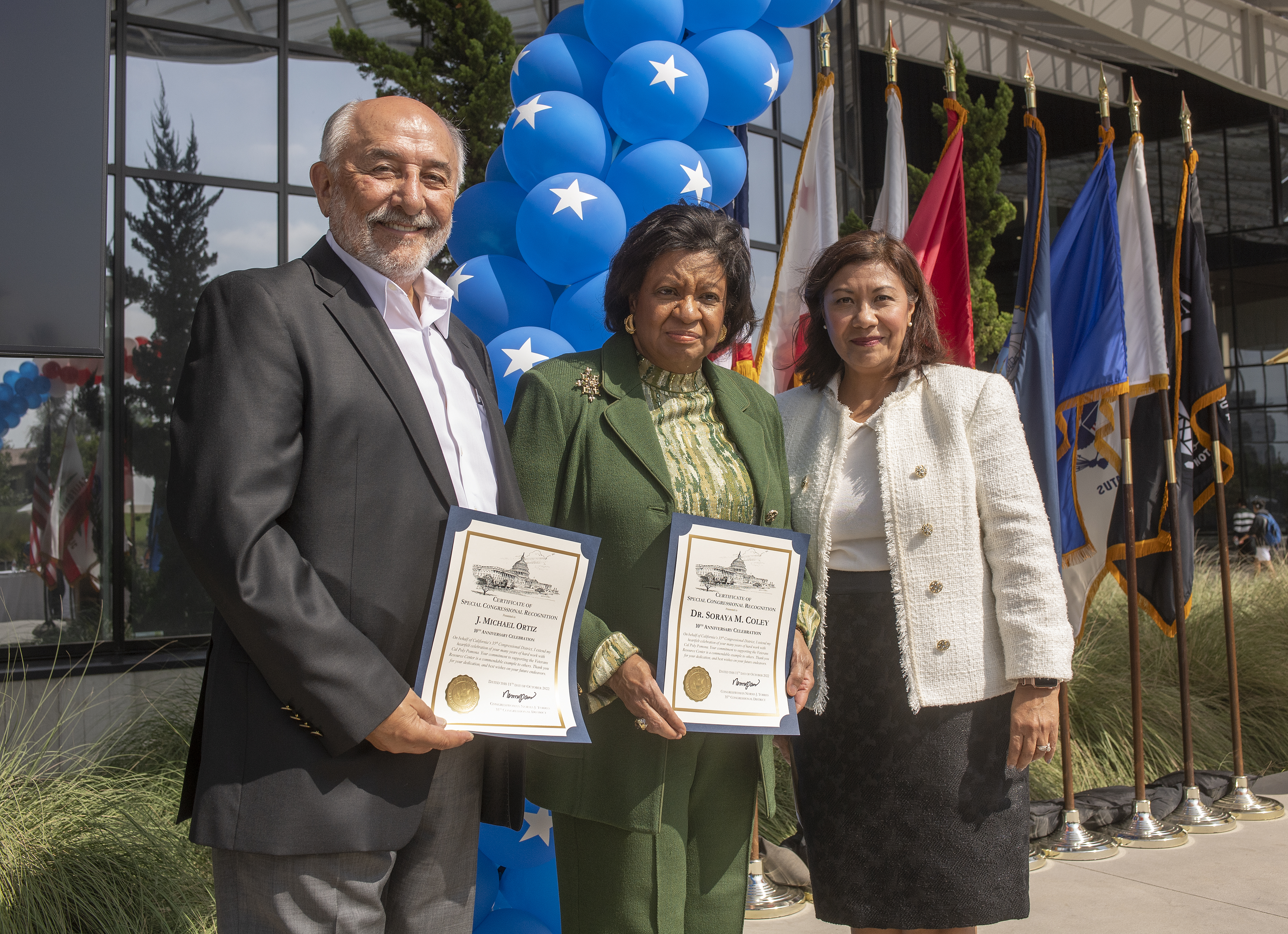Congresswoman Norma Torres with President Coley and Dr. Michael Ortiz