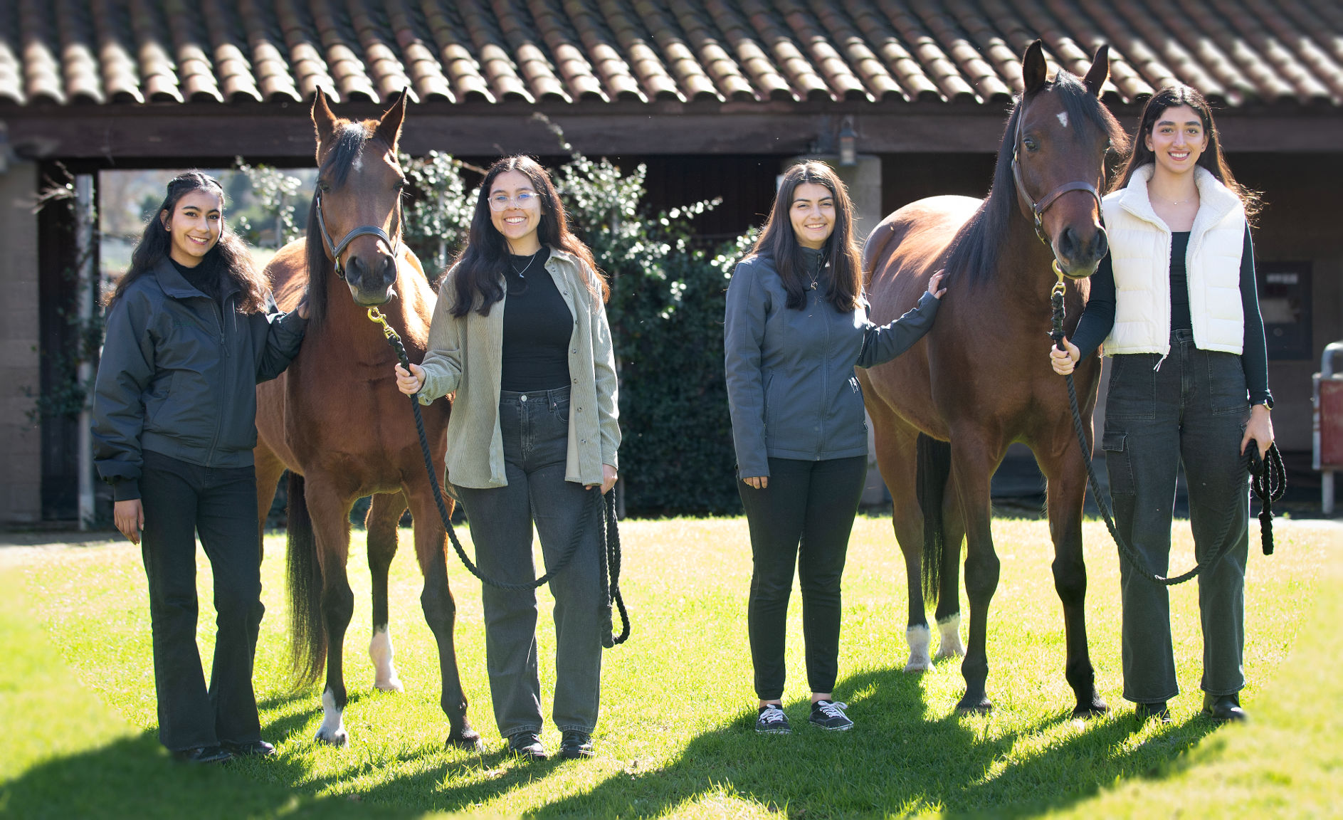 Team Horse Feed Supplement posing with two horses.