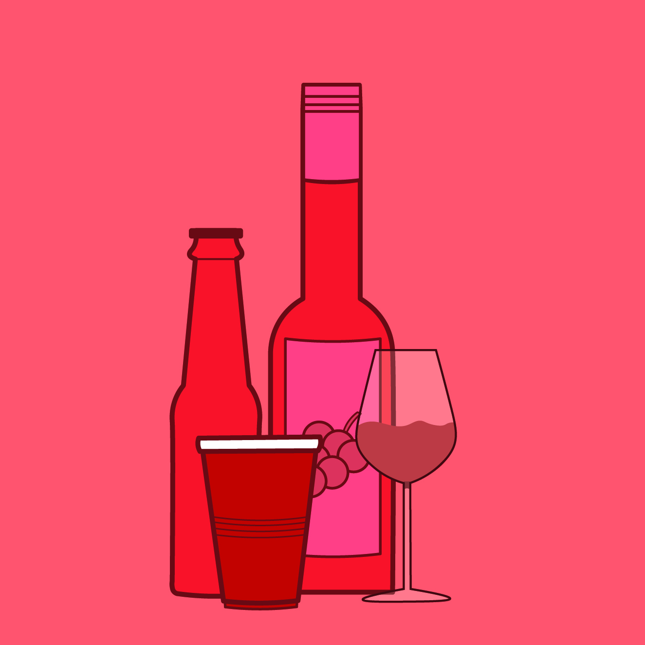 glass of alcohol, wine bottle, and other alcohol