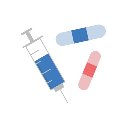 syringe and bandaids