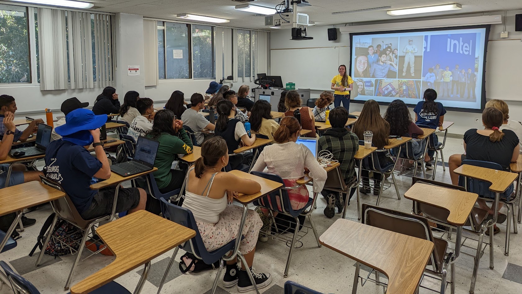 Students listening to a presenter 