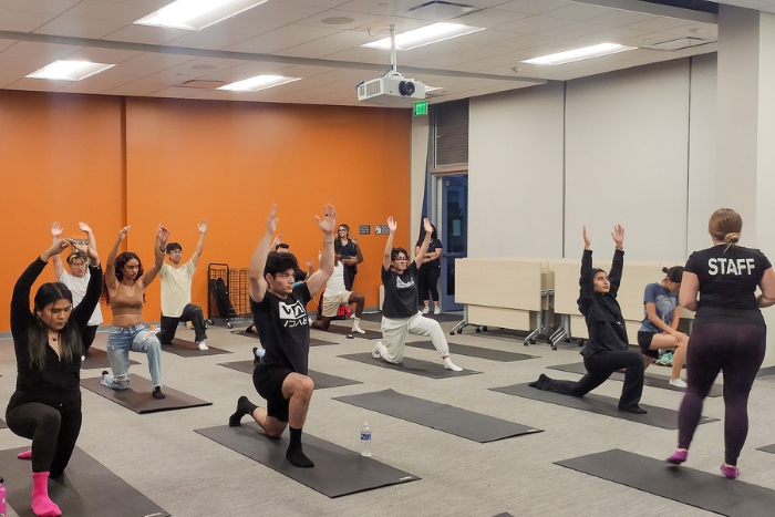 residents participating in yoga