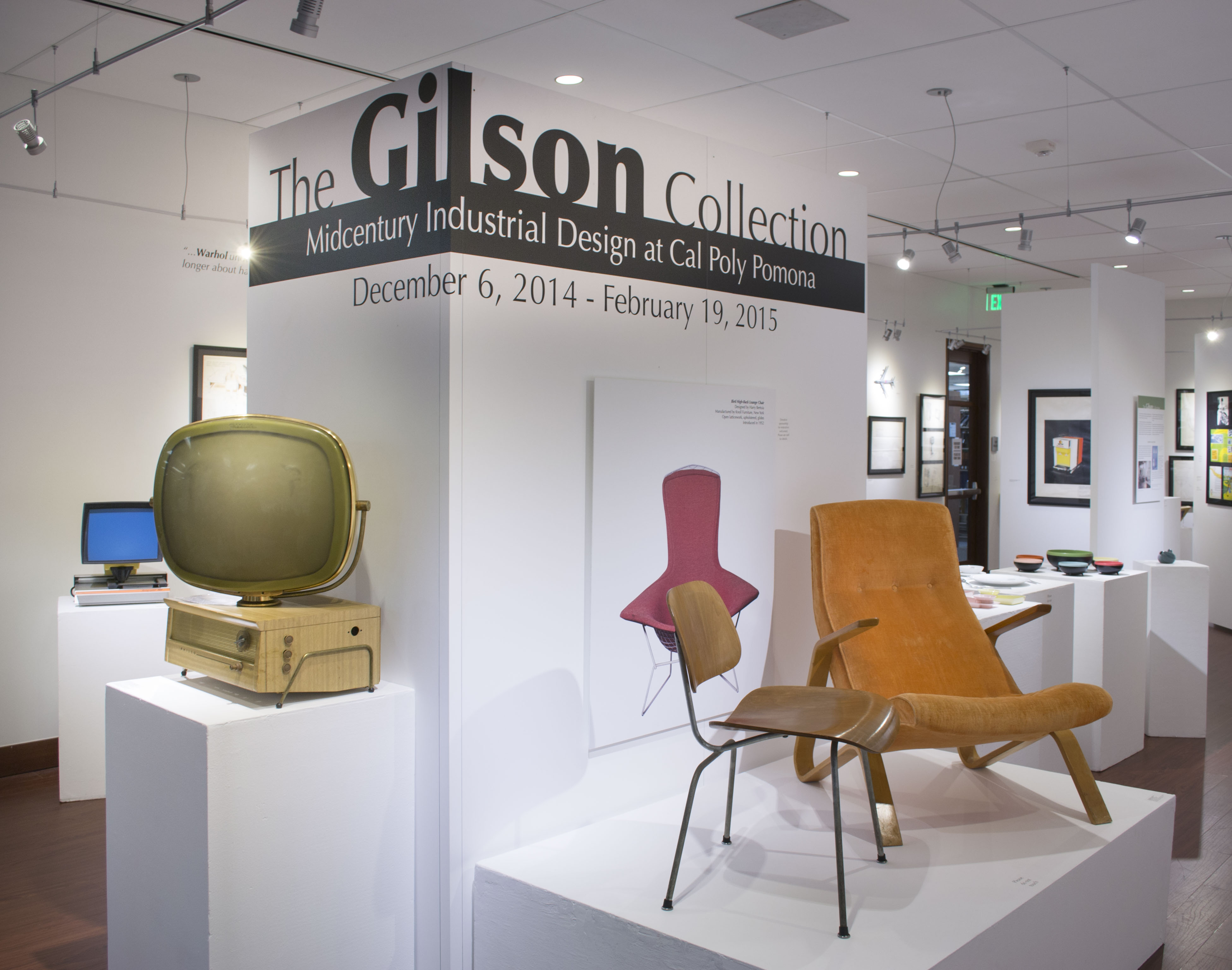 Installation View, Front of Gallery, The Gilson Collection: Midcentury Design at Cal Poly Pomona Exhibition, 2014.