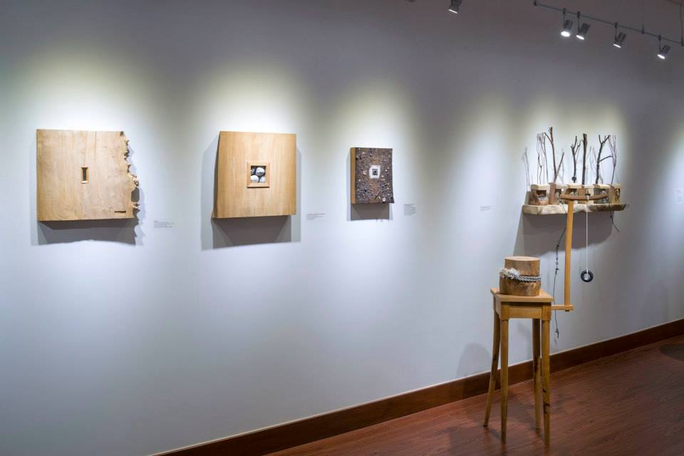 Installation View, Back of Gallery, Poems, Folklore and Ghost Stories: Tales My Firewood Told Me The Woodwork of Fred Rosen, 2014.