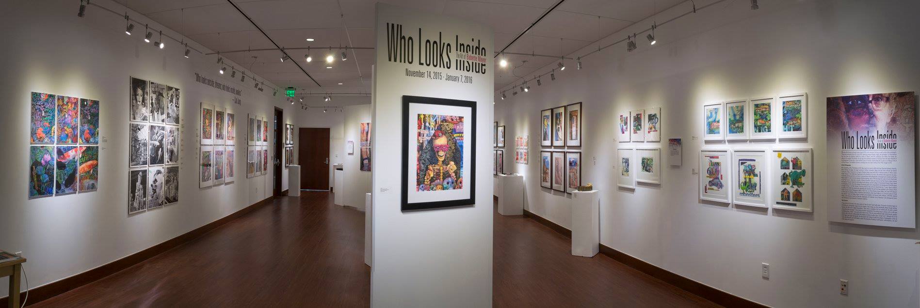 Installation View, Front of Gallery, Who Looks Inside: The Art of Babette Mayor Exhibition, 2016.