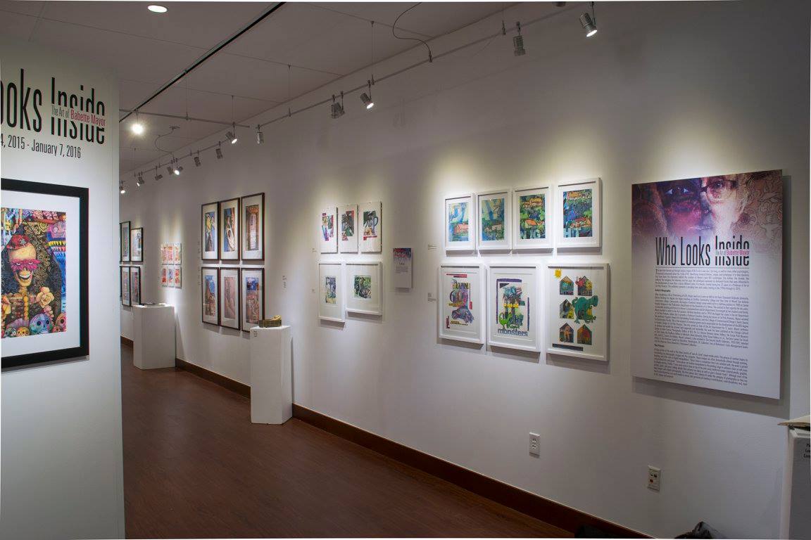 Installation View, Front of Gallery, Who Looks Inside: The Art of Babette Mayor Exhibition, 2016.