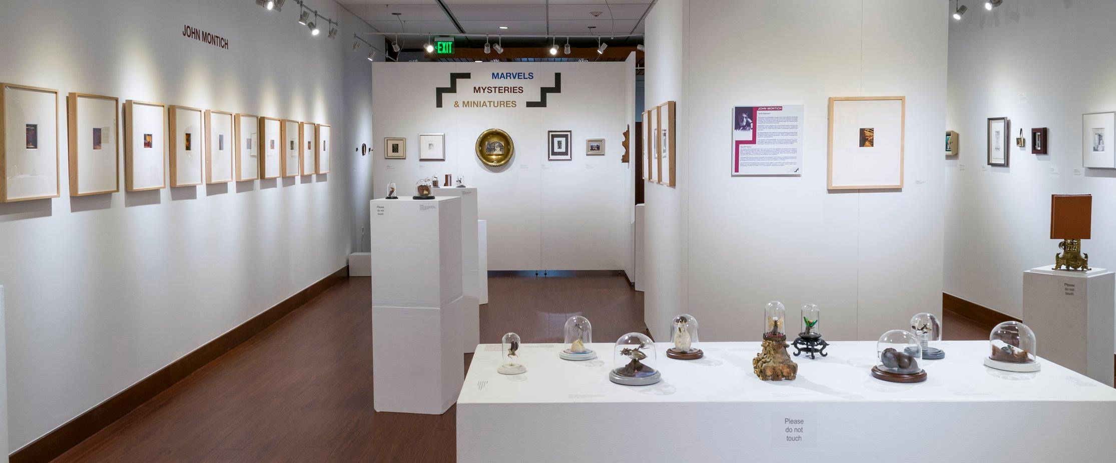 Installation View, Front of Gallery, Marvels, Mysteries & Miniatures The Work of Cindy Cronk, Marianela de la Hoz and John Montich Exhibition, 2016