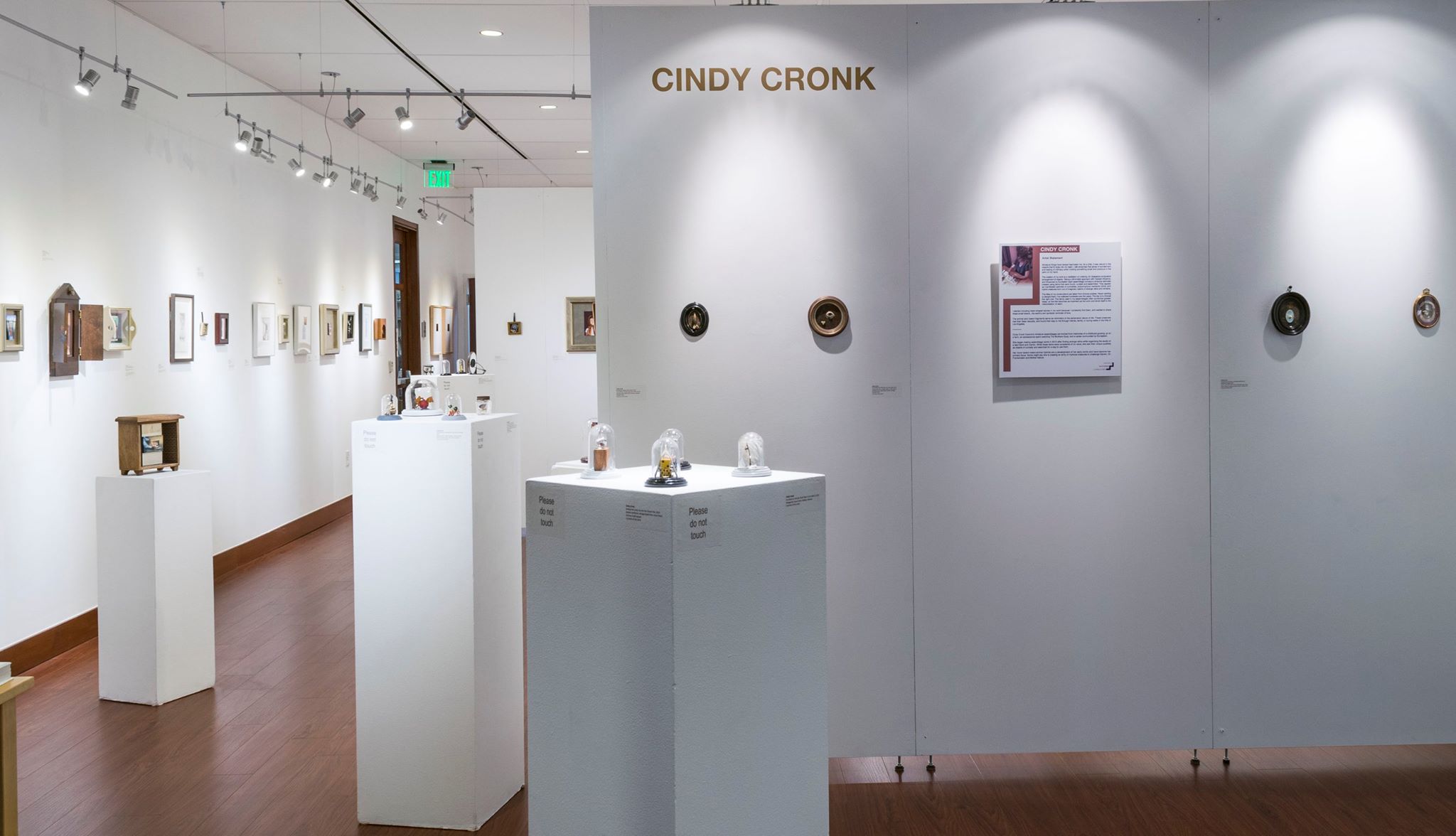 Installation View, Front of Gallery, Marvels, Mysteries & Miniatures The Work of Cindy Cronk, Marianela de la Hoz and John Montich Exhibition, 2016