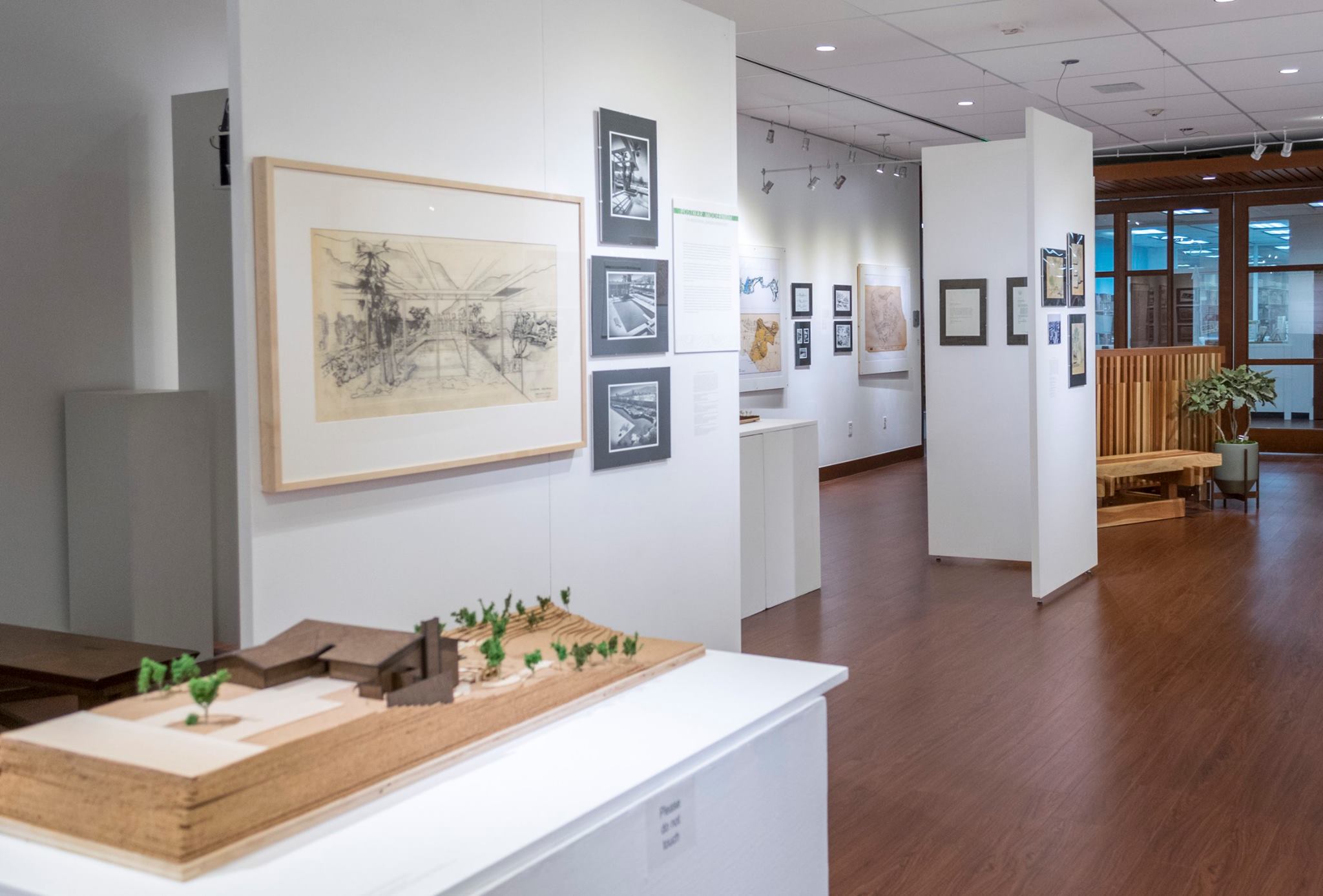 Installation View, Back of Gallery, Francis Dean: The Art of Modern Landscape Architecture Exhibition, 2017.