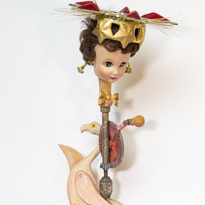 Gina M.  Thief of Hearts from the Toy Box Kids Series, 2018  assemblage, doll parts, wooden box, found toys  36 x 10 x 10”  Courtesy of the artist