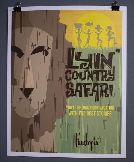 Lyin' Country Safari, Image of a Lion with people dancing in the back with Lyin' Country Safari text in the middle of the image.