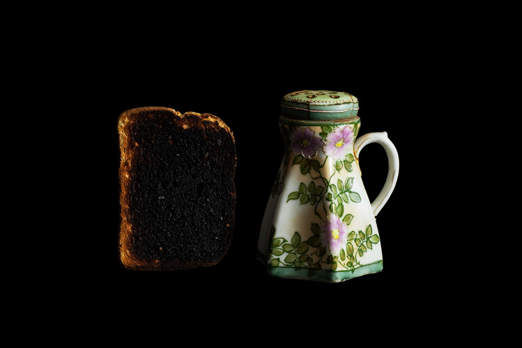 burnt toast next to jar 