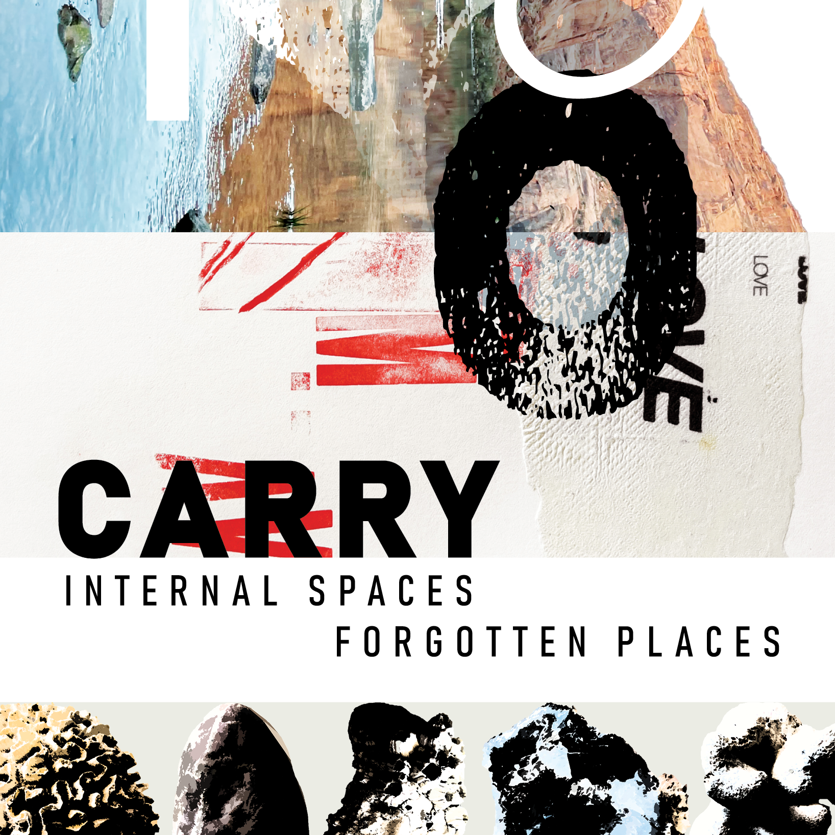 Internal Spaces, Forgotten Places: Graphic of abstract brown and white artwork