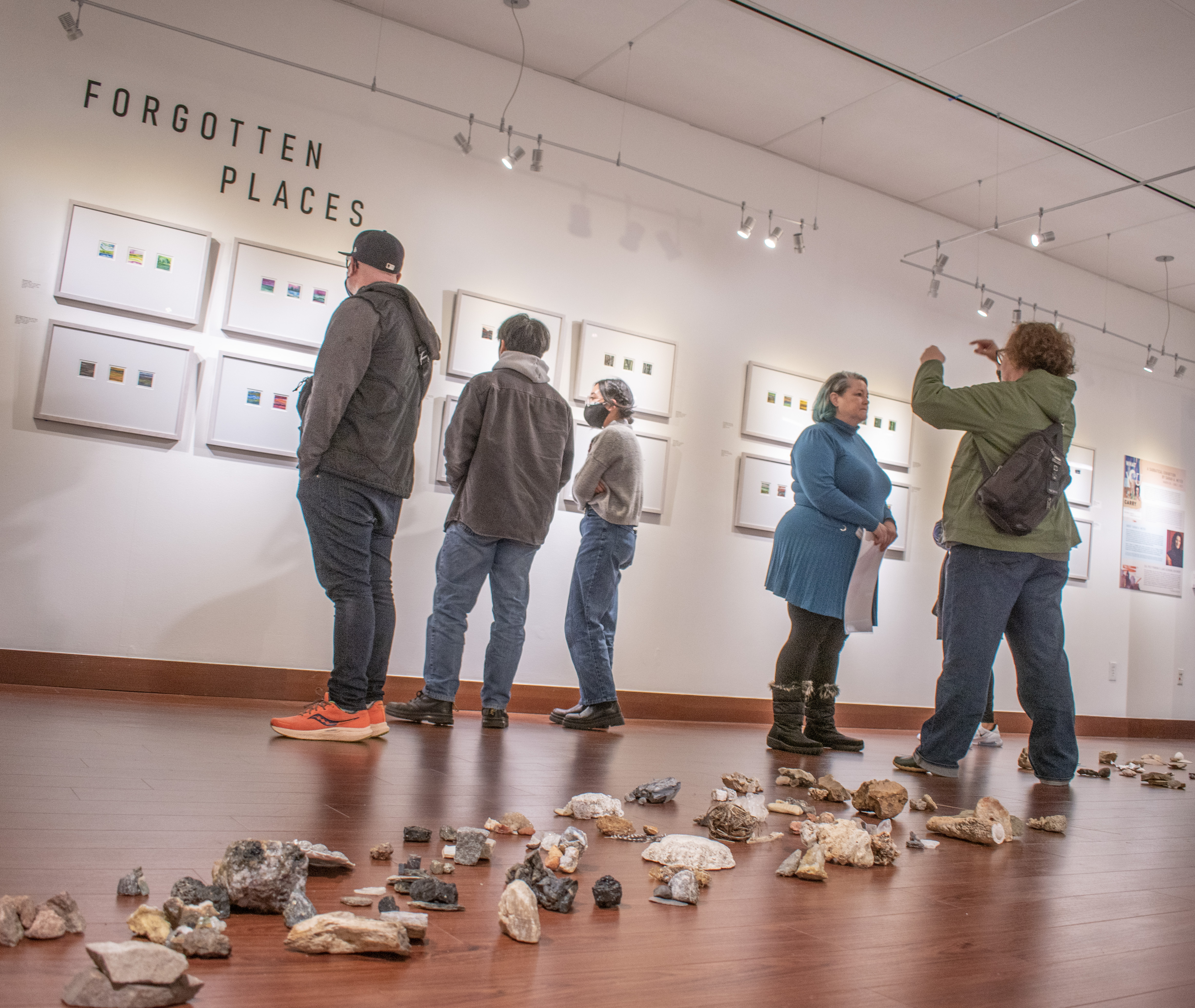 A low angle photograph showing the guests inside the exhibition