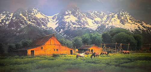 "Untitled (Tetons and Horses)" by Bruce Cheever