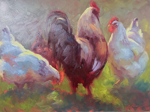 "Rooster with Chickens" by Cheri Christensen