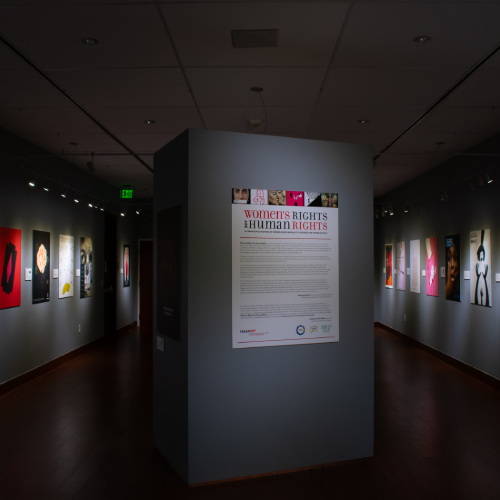 Entrance to the Huntley Gallery with the lights turned off.