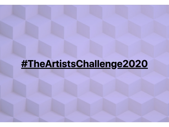 purple graphic with black text saying #Theartistschallenge2020