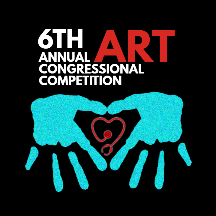 6th Annual Art Congressional Competition; two blue hands creating a heart in the center