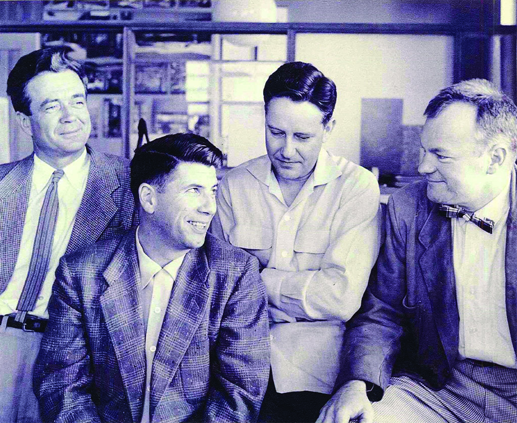 Garrett Eckbo, Francis Dean, Edward Williams, and Robert Royston, early 1950s; from Wikimedia Commons photo obtained from Royston, Hanomoto, Alley and Abey, Landscape Architects 