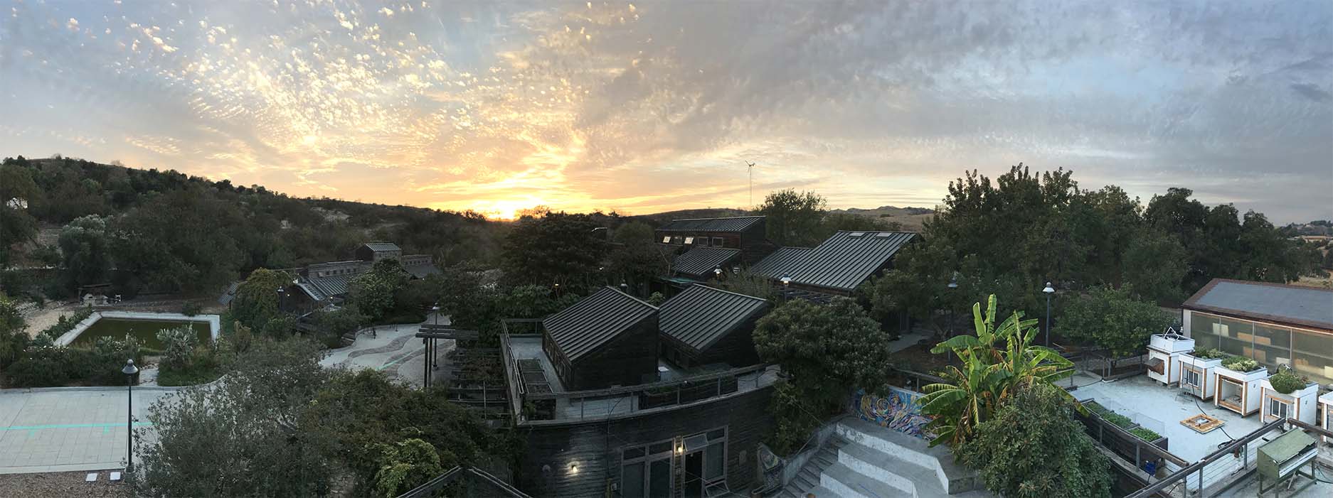 Sunset view of the Lyle Center for Regenerative Studies