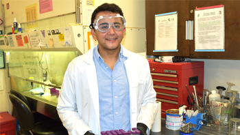 Student Janam Dave in a lab setting