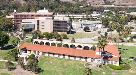 View of the library and the stables of Cal Poly Pomona