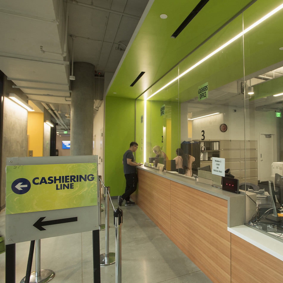 Cashier office serving a student