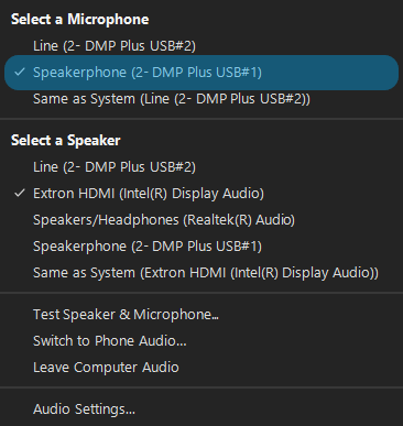 name of the typical microphone to use for zoom meetings (ends in USB #1)