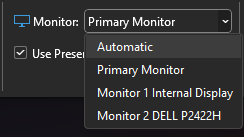 picture of the monitor menu in powerpoint