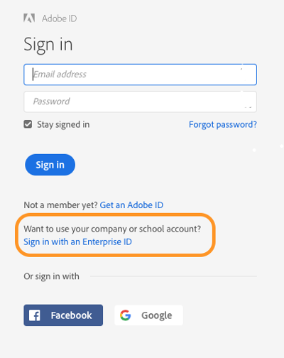 sign in with enterprise