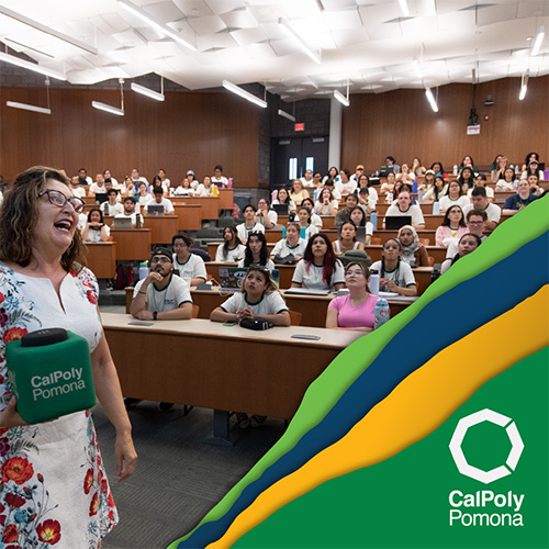 Students seated in a lecture hall listening to the presenter