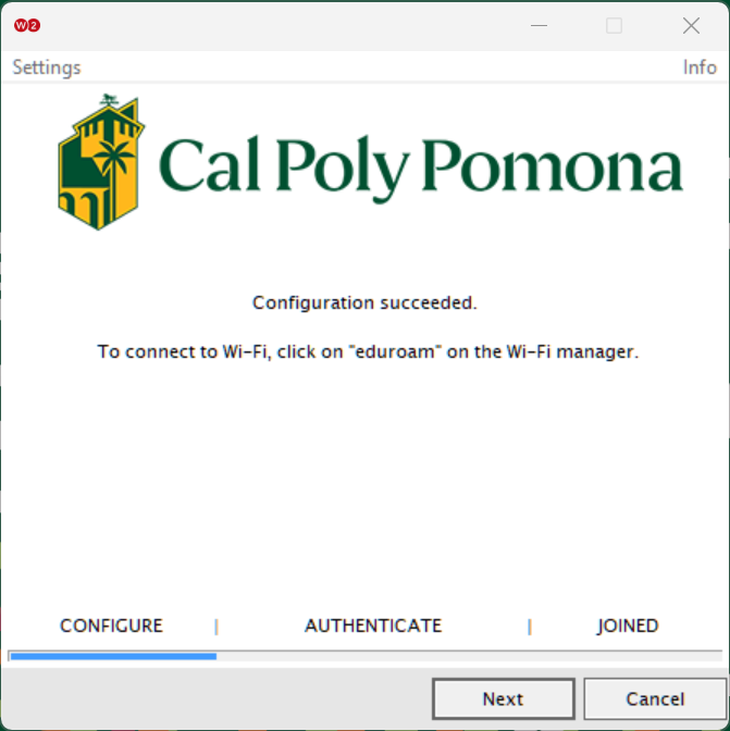 configuration succeeded prompt