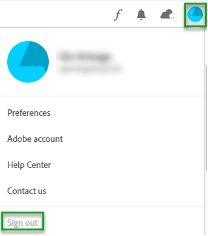 adobe user menu