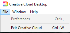 creative cloud exit menu
