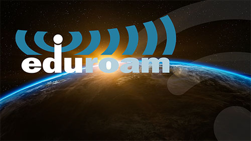 eduroam logo floating over earth