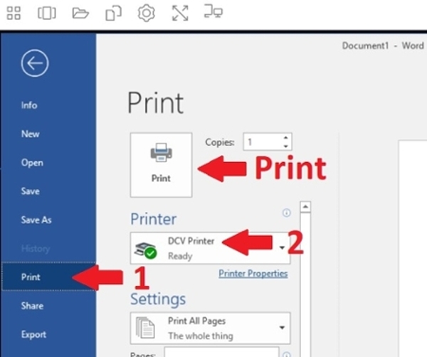 print dialog box