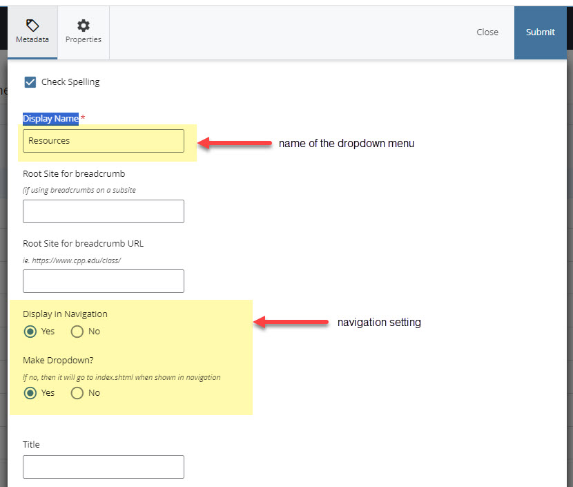 Edit Folder properties to enable dropdown