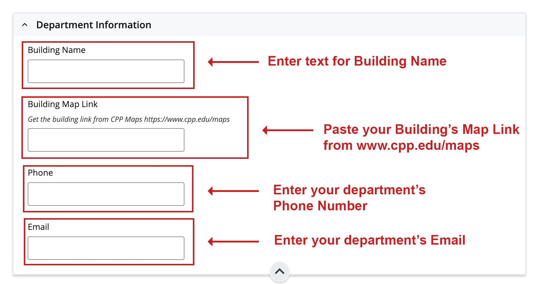 Screenshot of user adding department information to footer in Cascade Editor