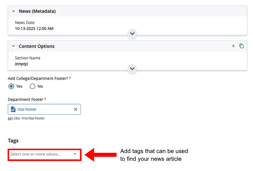 news page cascade view