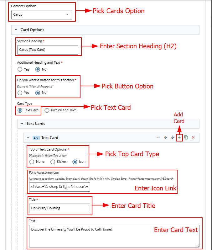 Text Card Cascade View 