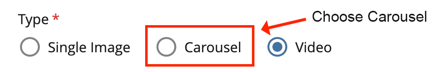 Screenshot of Cascade Editor choosing carousel for landing page hero