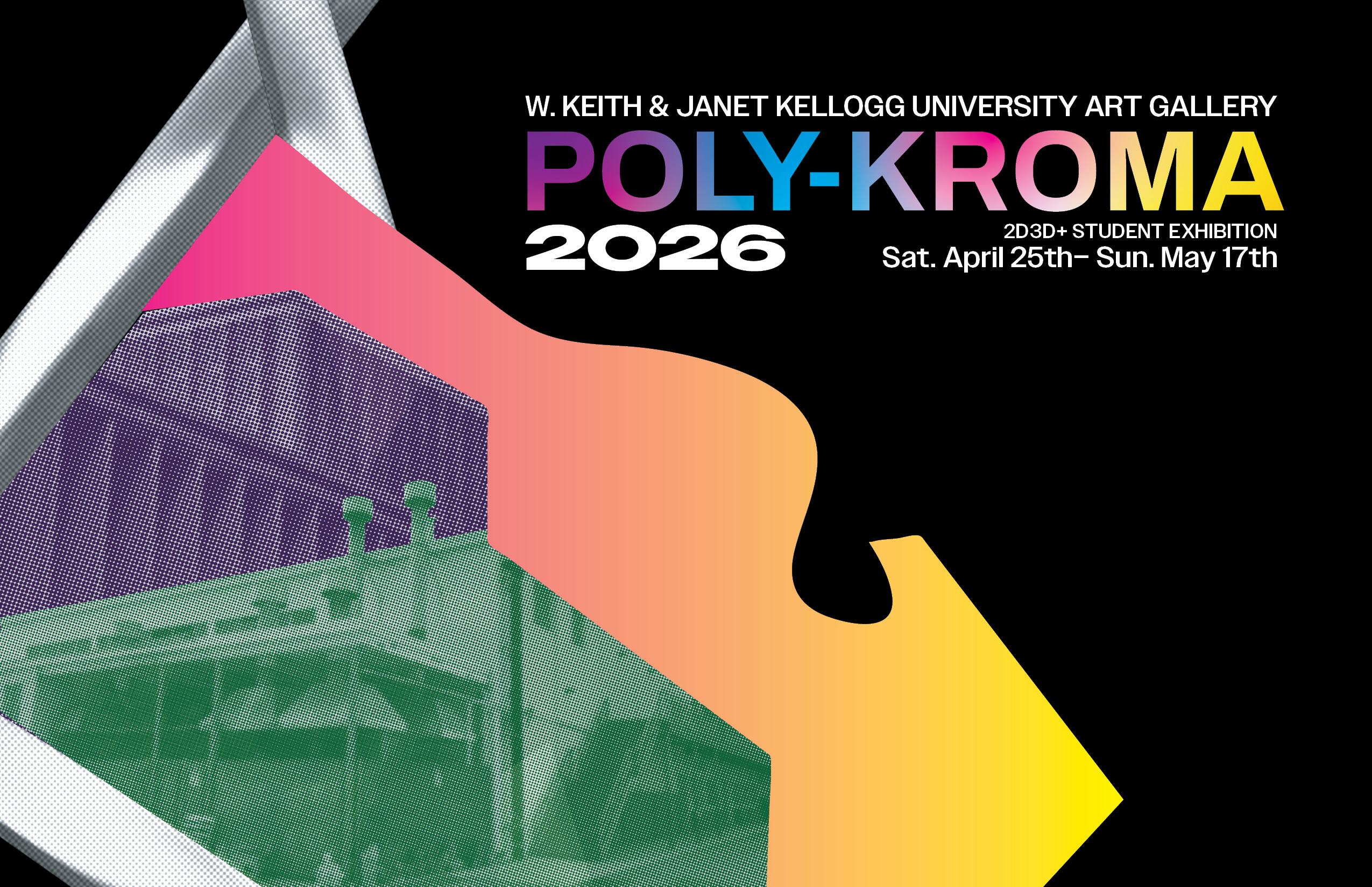 PolyKroma Postcard image, showing the exhibitions theme and logo