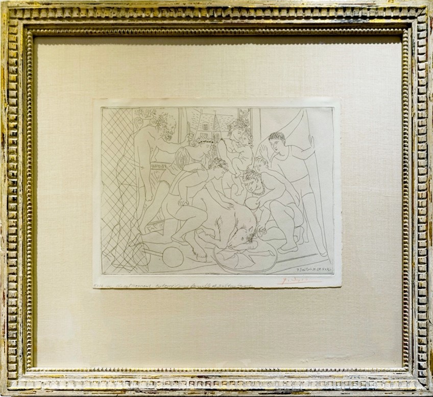 Pablo Picasso's Cheval Mourant entoure d'une famille de Saltimbanques / Dying horse surrounded by a family of acrobats piece. navigate down for further details