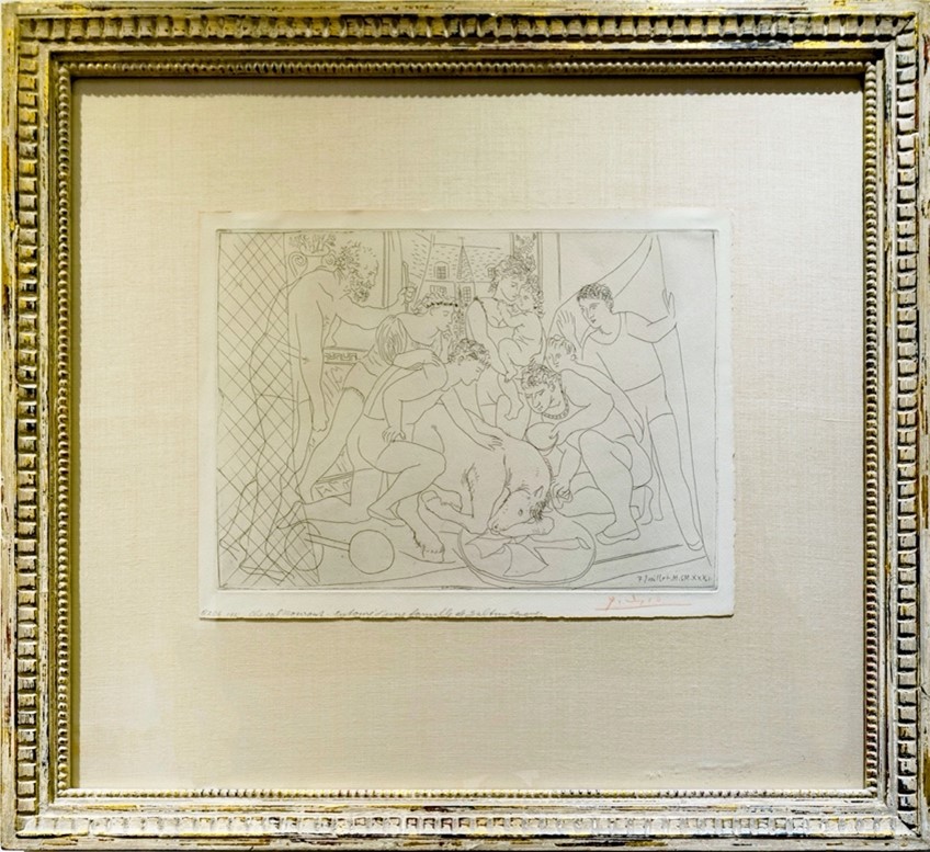 Pablo Picasso's Cheval Mourant entoure d'une famille de Saltimbanques / Dying horse surrounded by a family of acrobats piece.  navigate down for further details