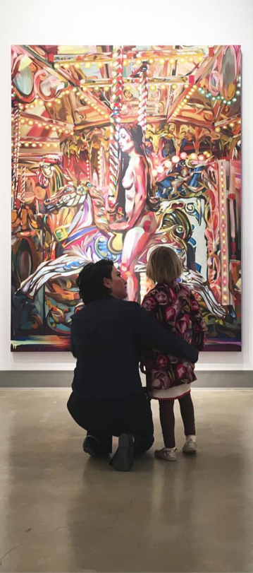 Young visitor engaged in Rebecca Campbell. navigate down for further details