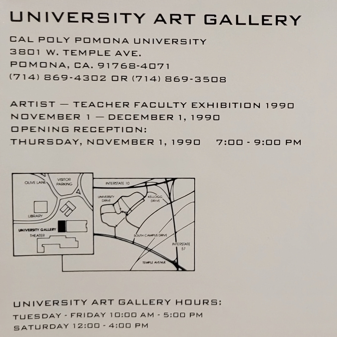 Artist teacher faculty exhibition 1990 november 1 - December 1 1990