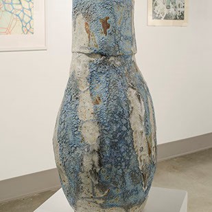 Caroline Blackburn, "No. 259" is a vase like shape, made of blue and grey.