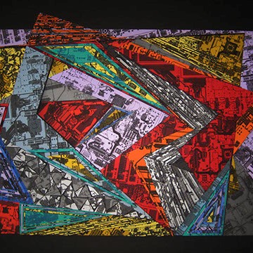 Noriho Uriu, "Colored Town." An art piece of with abstract colorful shapes.